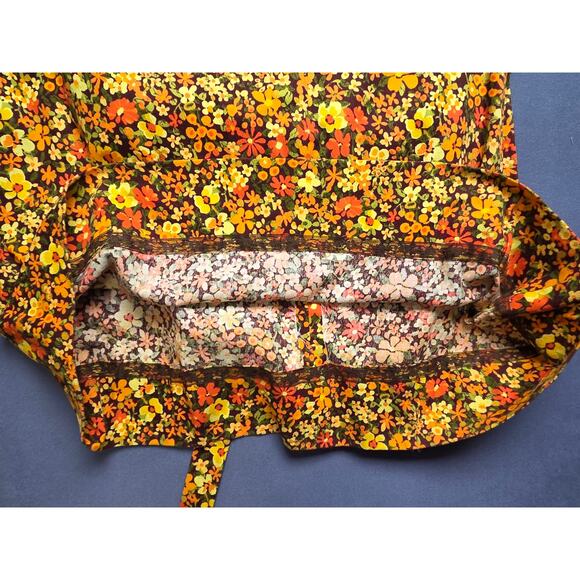 Vtg Handmade Womens Small Floral Fall Dress Floor Long Tall Prairie Boho Nature - Picture 6 of 10